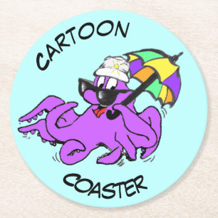 Dessous-de-verre Rond En Papier Tapis de souris Cartoon : Tapis de souris pieuvre