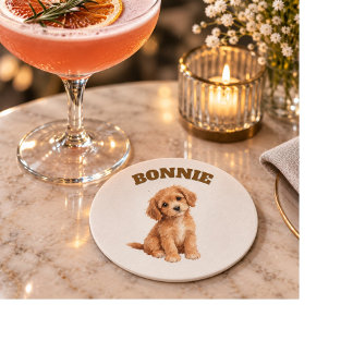 Dessous-de-verre Rond En Papier Tapis de souris photo de chien personnalisé | Cade