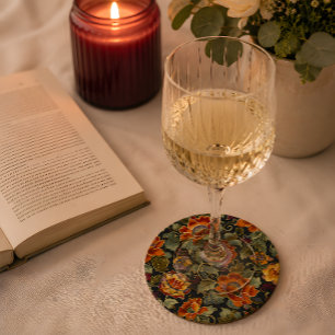 Dessous-de-verre Rond En Papier Tapis de verre à boire floral opulent de style vin