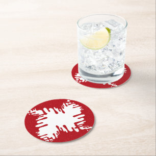 Dessous-de-verre Rond En Papier Tapis de verre abstrait en forme de cœur rouge tom