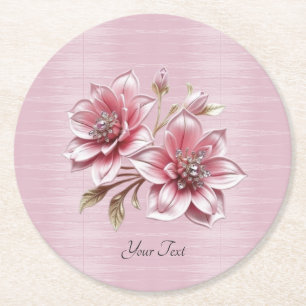 Dessous-de-verre Rond En Papier Tapisserie Fleurs Roses Modernes Papier
