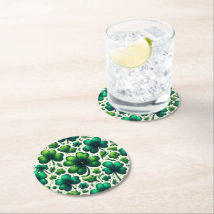Dessous-de-verre Rond En Papier Tapisseries en papier de Shamrock de la Saint-Patr