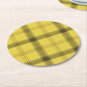 Dessous-de-verre Rond En Papier Tartan jaune écossais