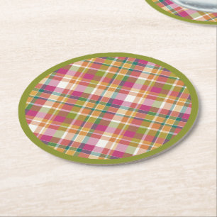 Dessous-de-verre Rond En Papier Tartan Vintage rétro Tartan Carré Motif