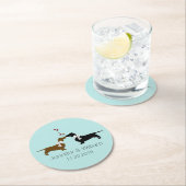 Dessous-de-verre Rond En Papier Teckels affectueux épousant les dessous de verre (En situation)