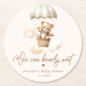 Dessous-de-verre Rond En Papier Teddy ours on peut attendre baby shower (Devant)