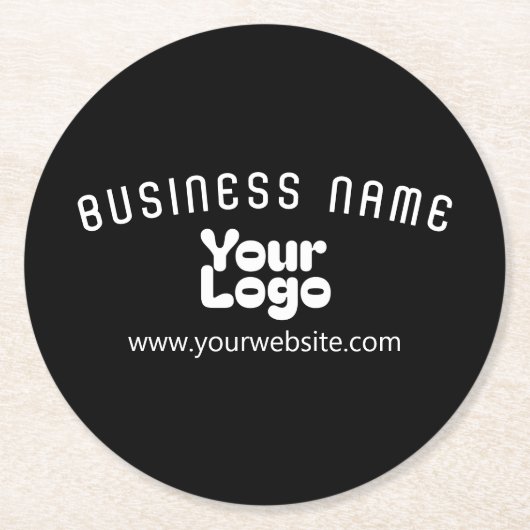 Dessous-de-verre Rond En Papier Télécharger le logo Retro-Modern noir & blanc (mod (Devant)