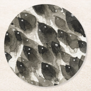 Dessous-de-verre Rond En Papier Tempête de poissons