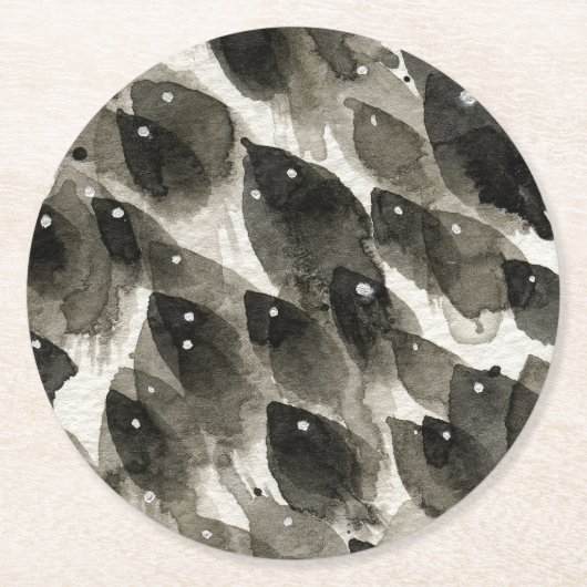 Dessous-de-verre Rond En Papier Tempête de poissons (Devant)