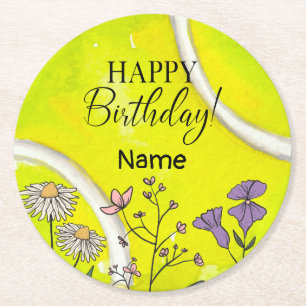 Dessous-de-verre Rond En Papier Tennis Anniversaire de tennis ballon pour joueur