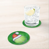 Dessous-de-verre Rond En Papier Tennis Ball Christmas Green (En situation)