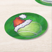 Dessous-de-verre Rond En Papier Tennis Ball Christmas Green (Incliné)