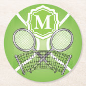 Dessous-de-verre Rond En Papier Tennis Monogramme vert (Devant)