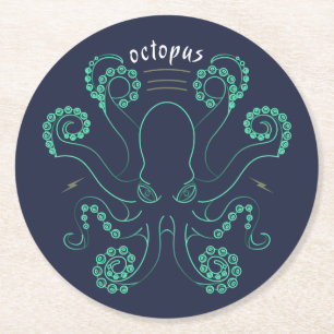 Dessous-de-verre Rond En Papier Tentacules de céphalopodes octopus