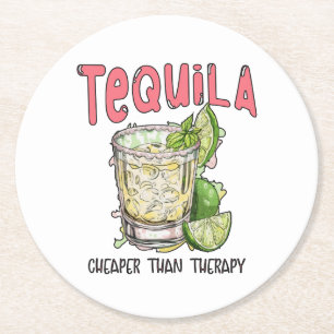 Dessous-de-verre Rond En Papier Tequila moins cher que la thérapie amusante Tequil