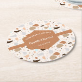 Dessous-de-verre Rond En Papier Terrazzo Abstrait Terre Moderne (Incliné)