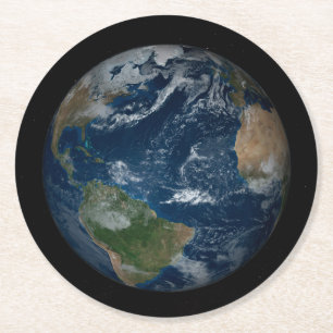 Dessous-de-verre Rond En Papier Terre Avec Nuages Et Glace De Mer