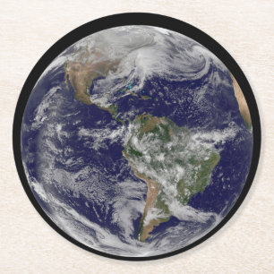 Dessous-de-verre Rond En Papier Terre Pleine Montrant Une Puissante Tempête D'Hive