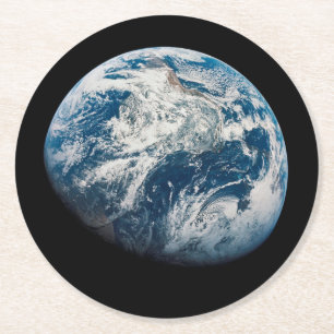 Dessous-de-verre Rond En Papier Terre Tirée De L'Aollo 8 Spacecraft.