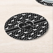 Dessous-de-verre Rond En Papier Terriers écossais blancs (Chiens écossais) - Noir (Incliné)