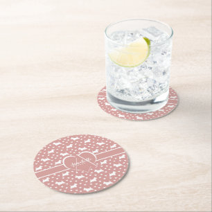 Dessous-de-verre Rond En Papier Terriers écossais blancs (Chiens écossais) - Rose