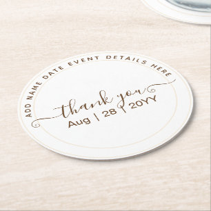 Dessous-de-verre Rond En Papier Texte blanc classique uniquement Mariage ou autre