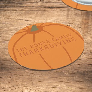 Dessous-de-verre Rond En Papier Thanksgiving Modern Orange Citrouille Dessous de v