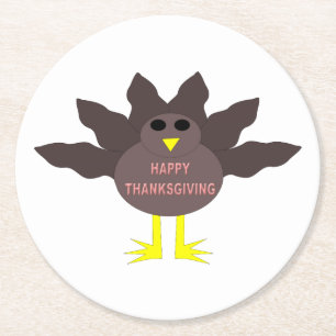 Dessous-de-verre Rond En Papier Thanksgiving Pluced Turkey Paper Dessous de verre