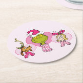 Dessous-de-verre Rond En Papier The Grinch Crew in Pink Valentine's Portrait (Incliné)