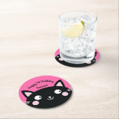 Dessous-de-verre Rond En Papier Thème de fête d'anniversaire de Cat Cute Kitty (En situation)