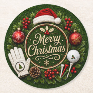 Dessous-de-verre Rond En Papier Thème de Noël de golf
