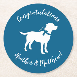Dessous-de-verre Rond En Papier Thème Labrador - Baby shower de chien Blue Lab