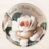 Dessous-de-verre Rond En Papier Thème Mariage Rose Thé (Devant)