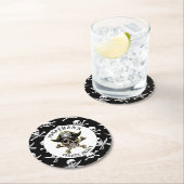 Dessous-de-verre Rond En Papier Thème pirate Parti Skull Adulte.Croix Bones (En situation)