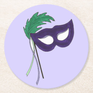 Dessous-de-verre Rond En Papier Thespian Drama Théâtre Mascarade Masque Mardi Gras
