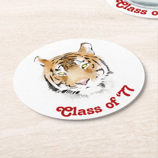 Dessous-de-verre Rond En Papier Tiger Tiger Classe aquarelle Réunion (Incliné)