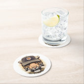 Dessous-de-verre Rond En Papier Tigre surfant (En situation)