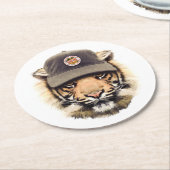 Dessous-de-verre Rond En Papier Tigre surfant (Incliné)