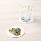 Dessous-de-verre Rond En Papier Tiki Surf d'Hawaï (En situation)