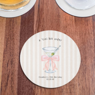 Dessous-de-verre Rond En Papier Tini Bit plus âgé   Martini à thème Anniversaire