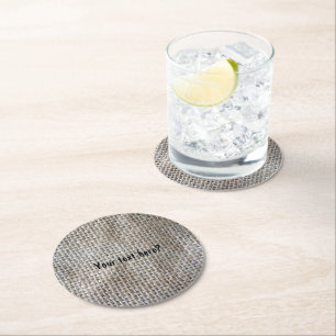 Dessous-de-verre Rond En Papier Tissu de coton Linge Gris Burlap Motif naturel