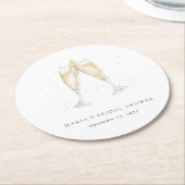 Dessous-de-verre Rond En Papier Toast au Champagne Personnalisé pour la Mariée (Incliné)