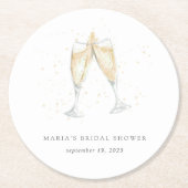 Dessous-de-verre Rond En Papier Toast au Champagne Personnalisé pour la Mariée (Devant)