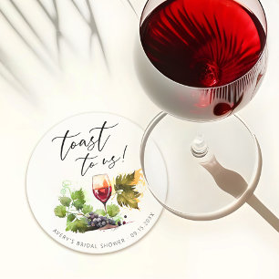 Dessous-de-verre Rond En Papier Toast Chic à Nous Aquarelle Thème Vin