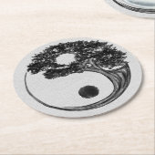 Dessous-de-verre Rond En Papier Toile de Yin Yang (Incliné)