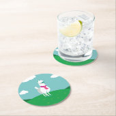 Dessous-de-verre Rond En Papier Tommy le lama (En situation)