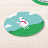 Dessous-de-verre Rond En Papier Tommy le lama (Incliné)