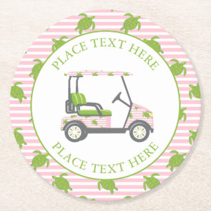 Dessous-de-verre Rond En Papier Tortues Chic Golf Cart