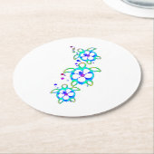 Dessous-de-verre Rond En Papier Tortues hawaïennes Honu (Incliné)