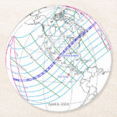 Dessous-de-verre Rond En Papier Total Solaire Eclipse 2024 Global Path (Devant)